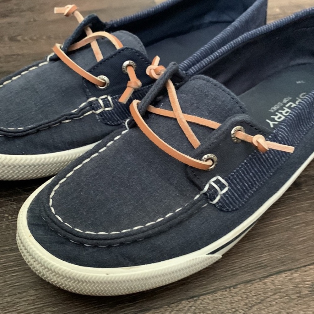 Sperry Blue and Tan Moccasin Boat Shoes